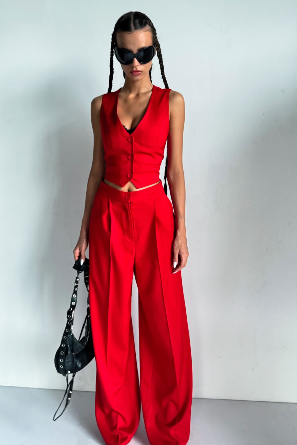 Брюки oversize; цвет: Красный
