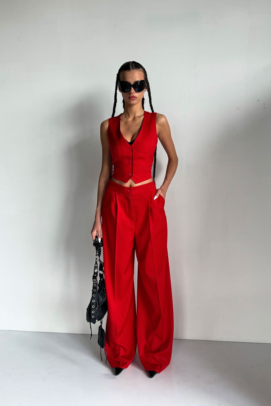 Брюки oversize; цвет: Красный