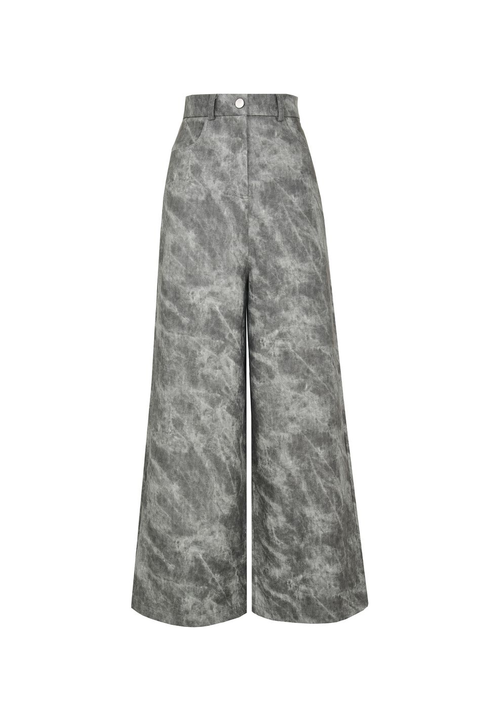 Принтованные брюки oversize из экокожи; цвет: Серый