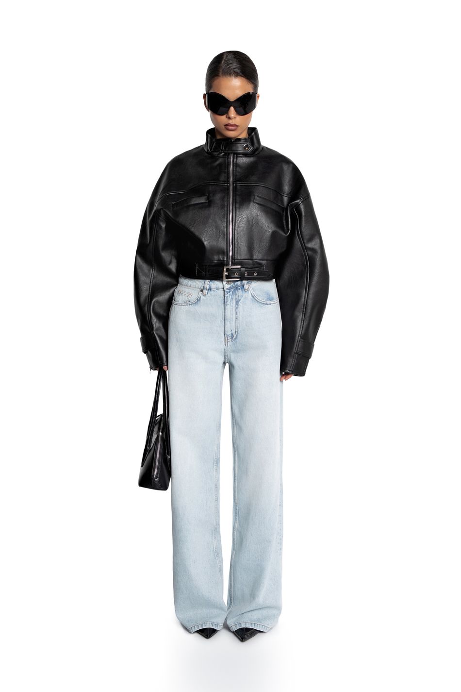 Oversize куртка укороченная; цвет: Черный