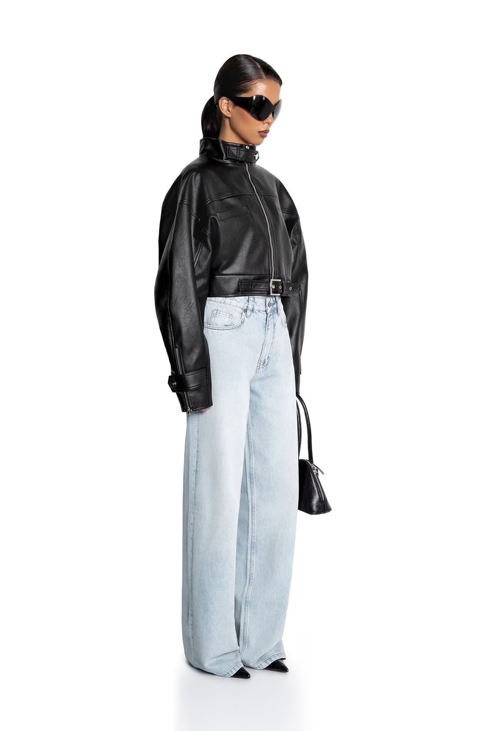 Oversize куртка укороченная; цвет: Черный