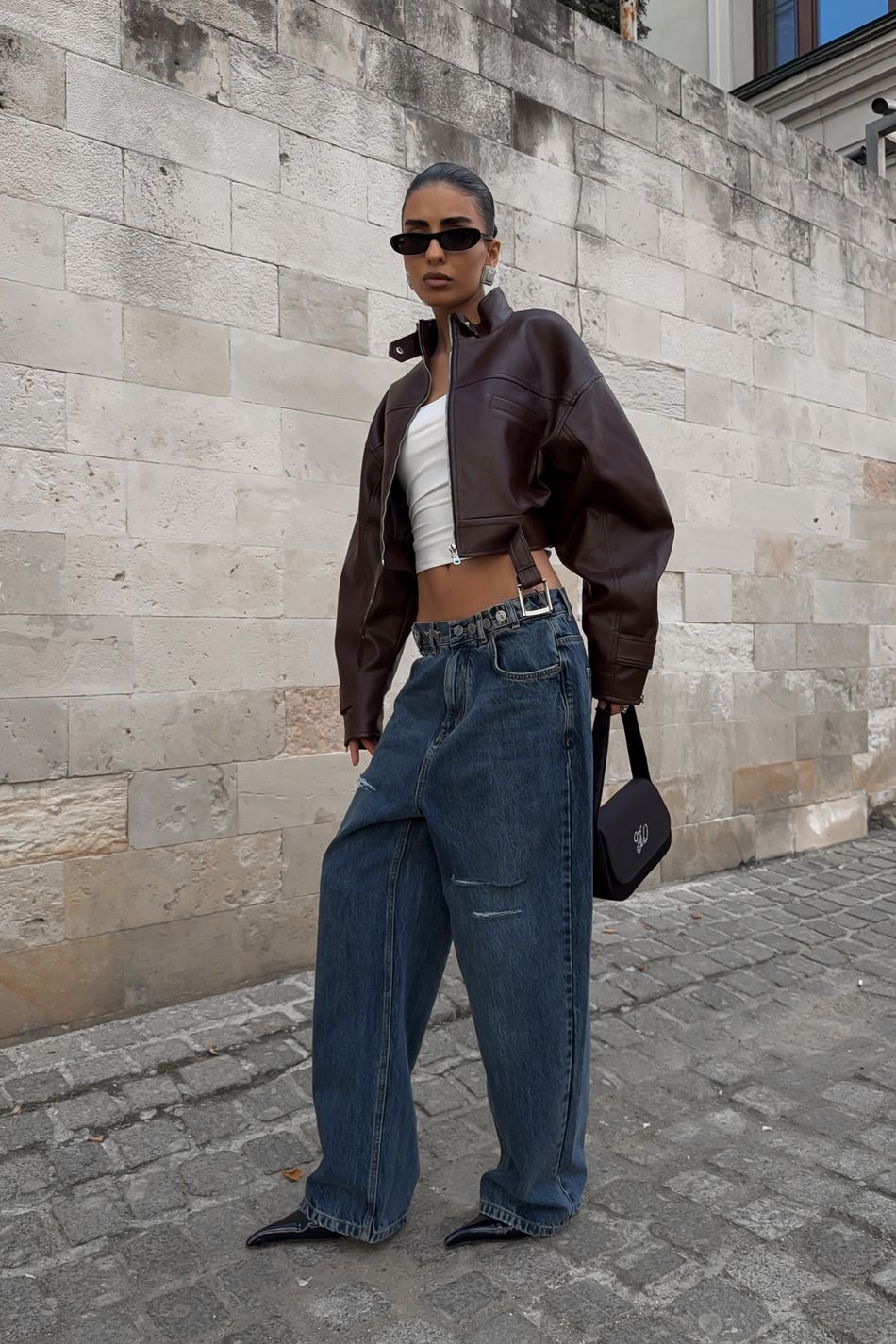 Oversize куртка укороченная; цвет: Шоколад