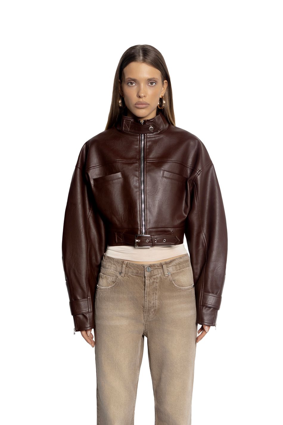 Oversize куртка укороченная; цвет: Шоколад