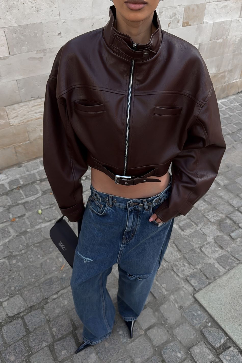 Oversize куртка укороченная; цвет: Шоколад