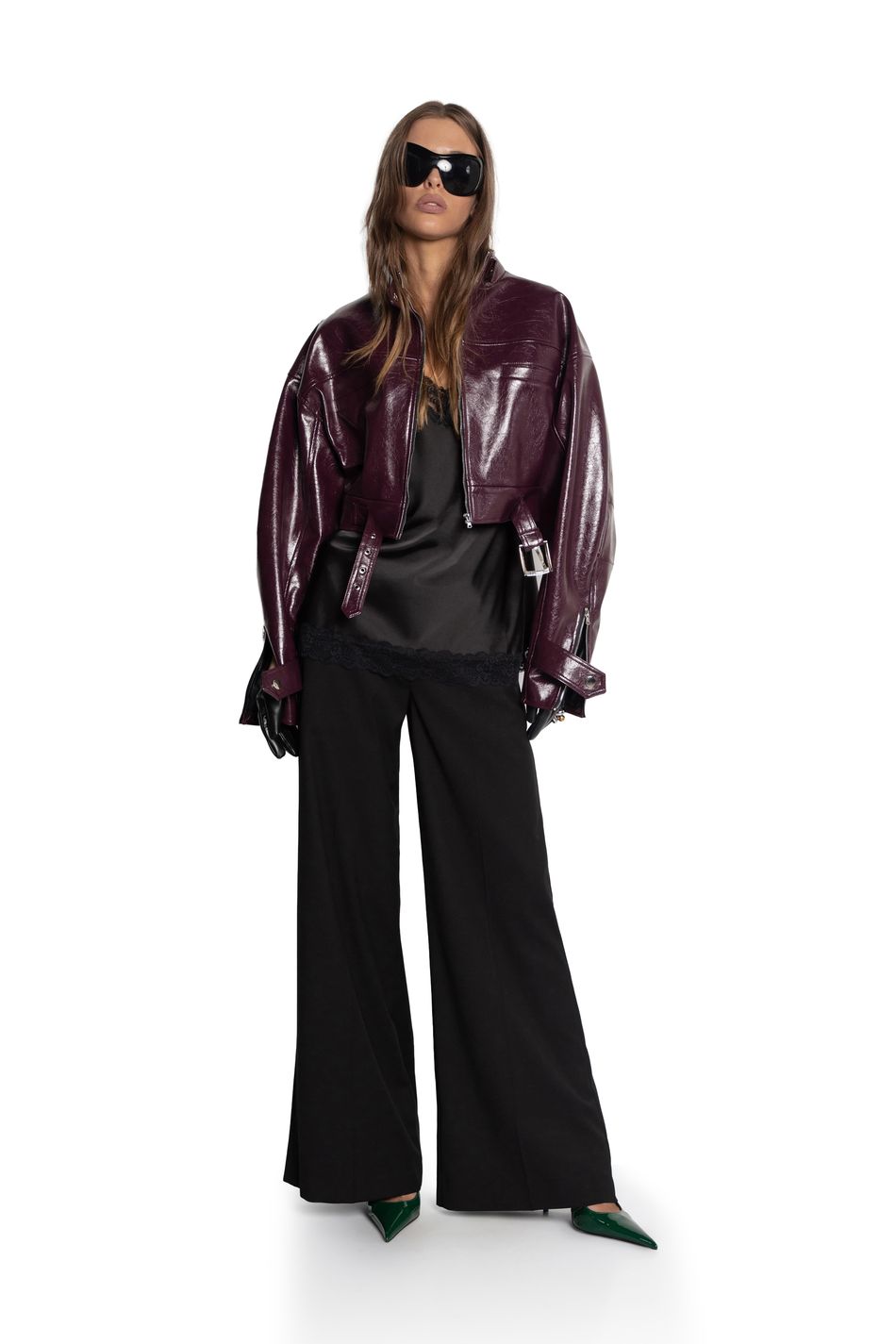 Oversize куртка укороченная; цвет: Фиолетовый 