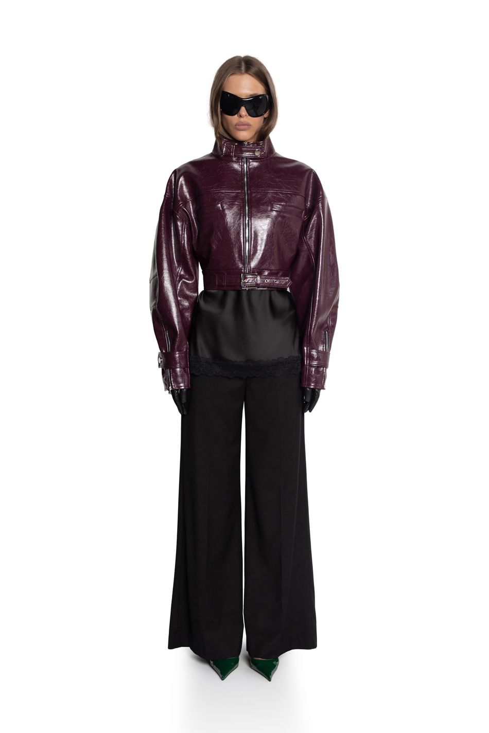 Oversize куртка укороченная; цвет: Фиолетовый 