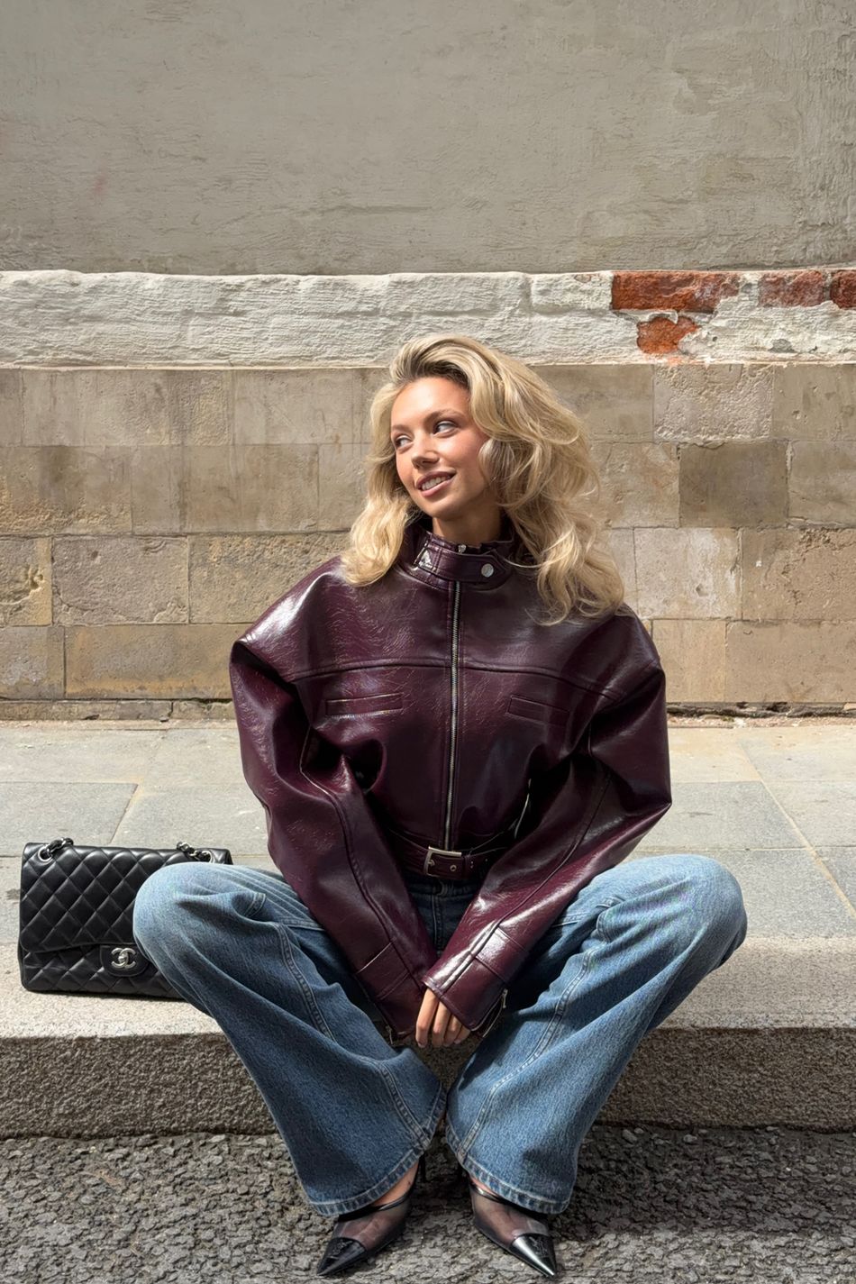 Oversize куртка укороченная; цвет: Бордо