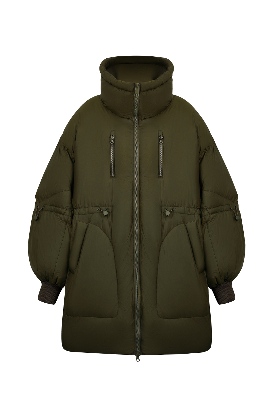 Пуховик oversize  на кулиске; цвет: Хаки