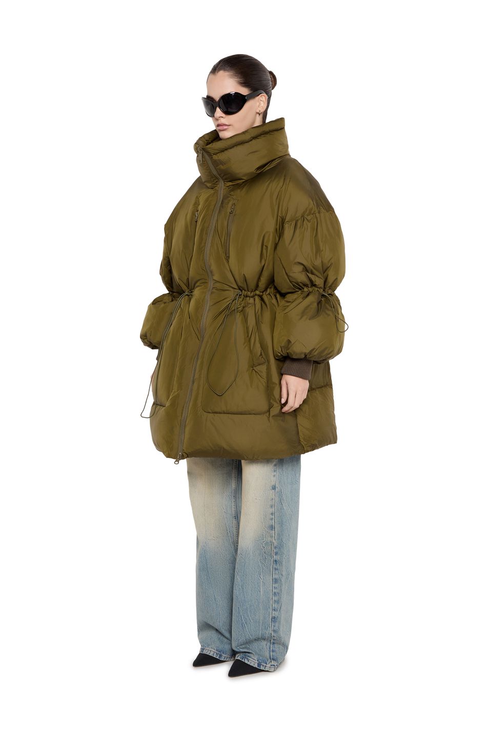 Пуховик oversize  на кулиске; цвет: Хаки