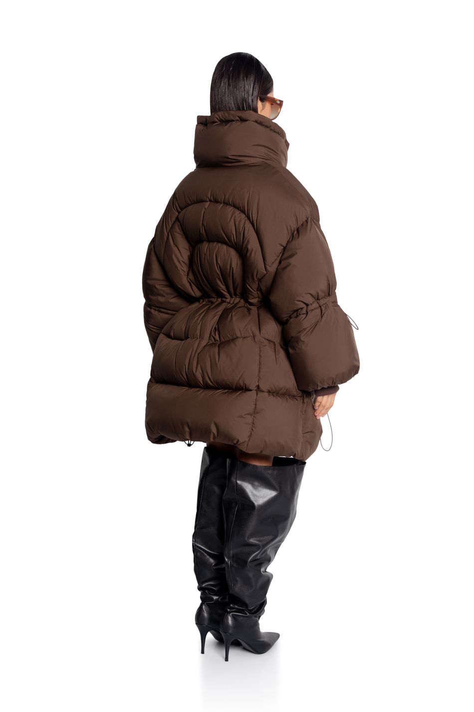 Пуховик oversize  на кулиске; цвет: Шоколад
