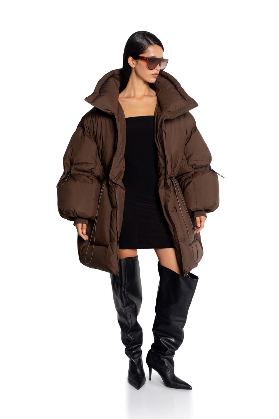 Пуховик oversize  на кулиске; цвет: Шоколад