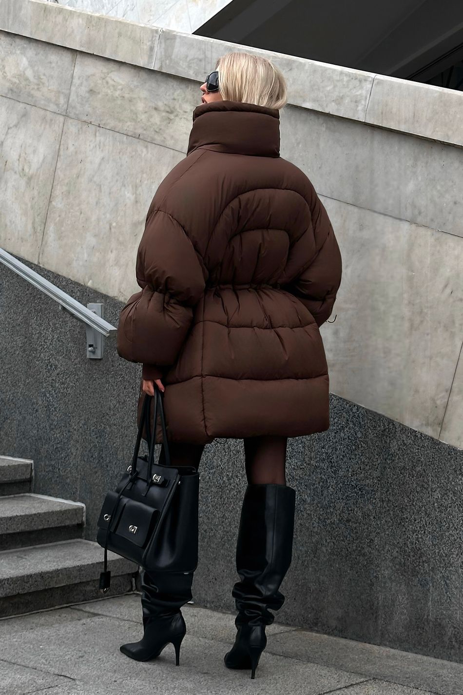 Пуховик oversize  на кулиске; цвет: Шоколад