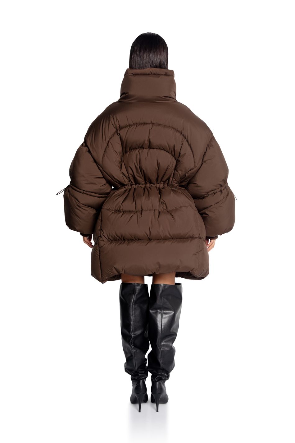 Пуховик oversize  на кулиске; цвет: Шоколад