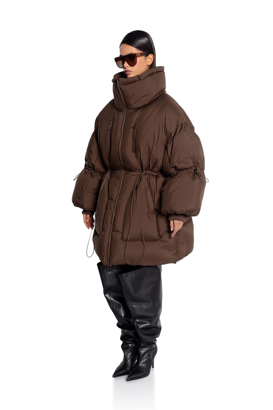 Пуховик oversize  на кулиске; цвет: Шоколад