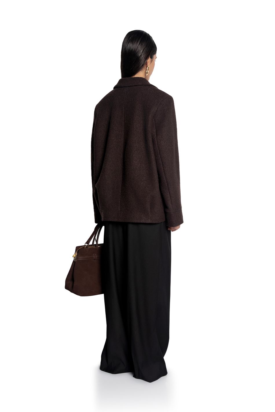Двубортный бушлат oversize; цвет: Шоколад