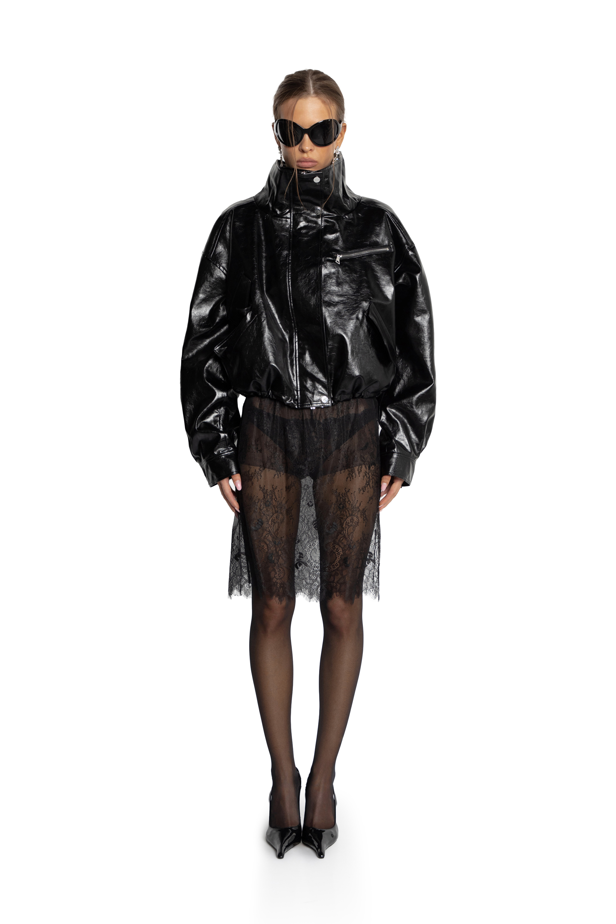Лакированная куртка oversize