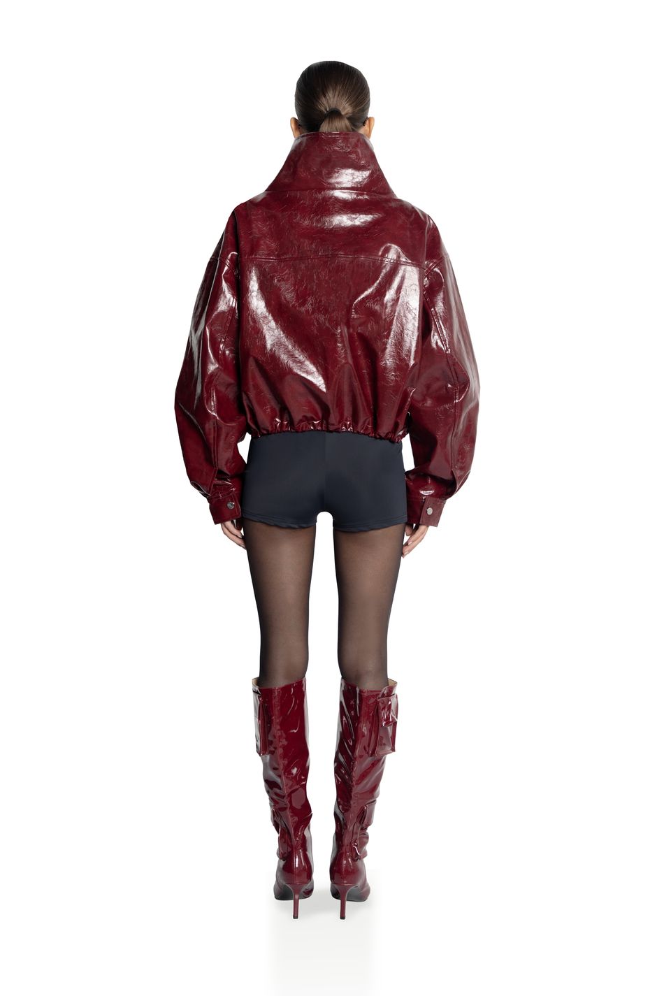 Лакированная куртка oversize  ; цвет: Бордо