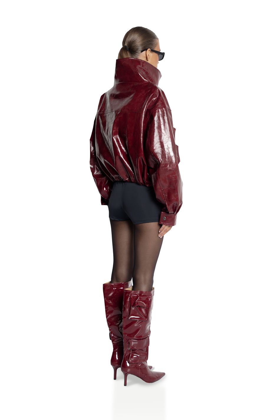 Лакированная куртка oversize  ; цвет: Бордо
