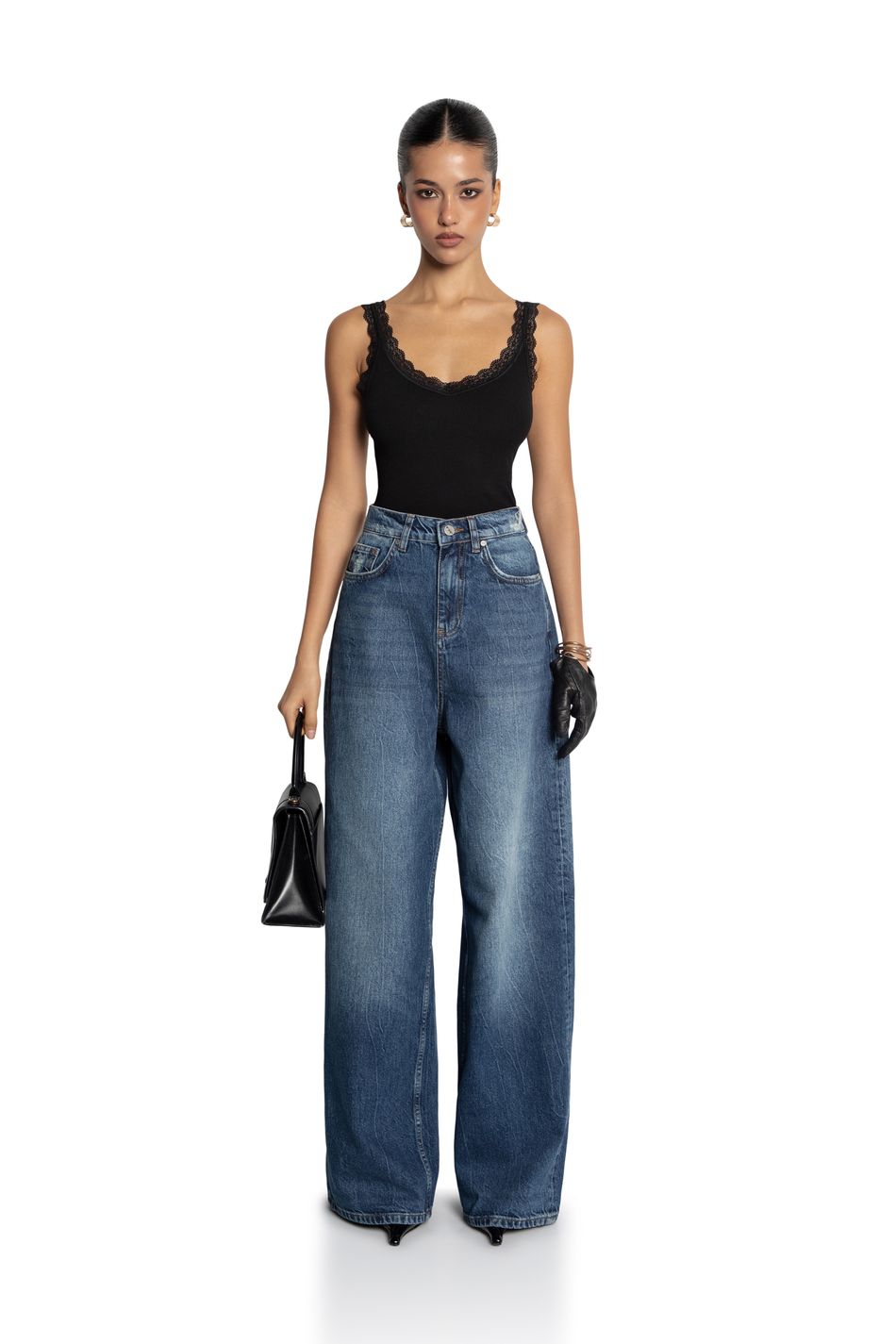 Джинсы oversize; цвет: Синий 
